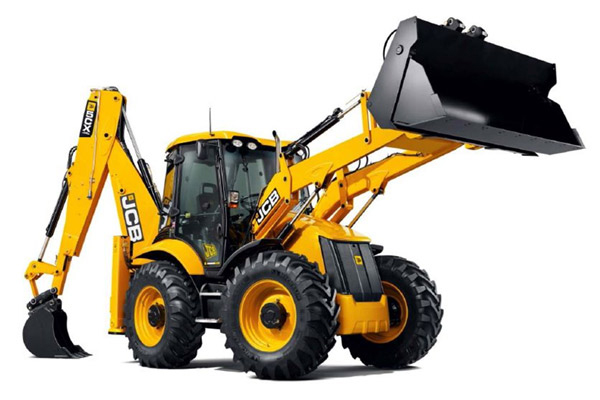 JCB Back Hoe Tractor with the front shovel raised.