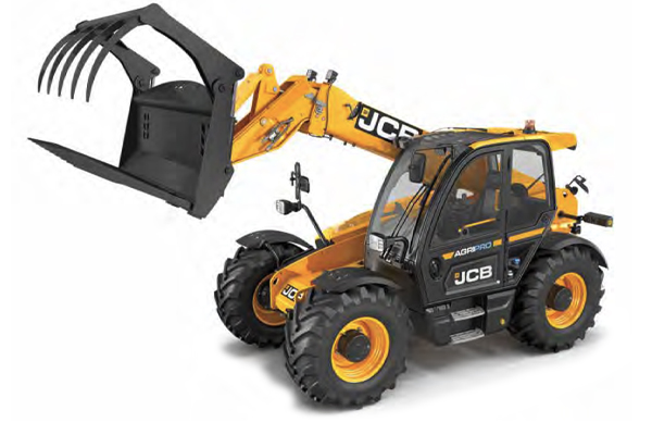 Aerial view of a JCB Telehandler with raised arm.